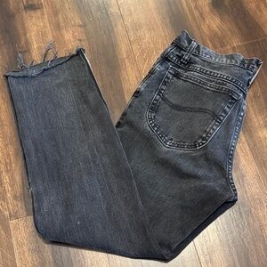 Lee Vintage Faded Black Raw Hem Denim Jeans